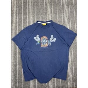 Vintage Ecko Unltd Co Shirt Mens XL Blue Stain Glass Graphic 90s Y2k Hip Hop‎